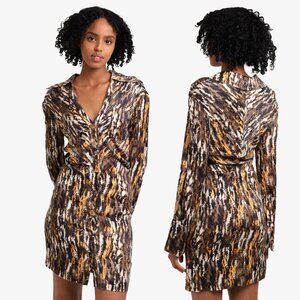 Nanushka Zada Shirt Dress In Watercolor Abstract-Print Button Front Size Small